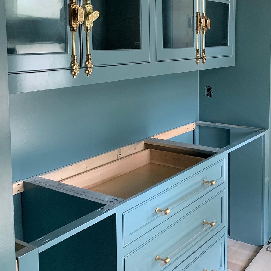 teal kitchen cabinets