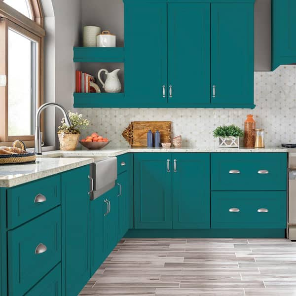 teal kitchen cabinets