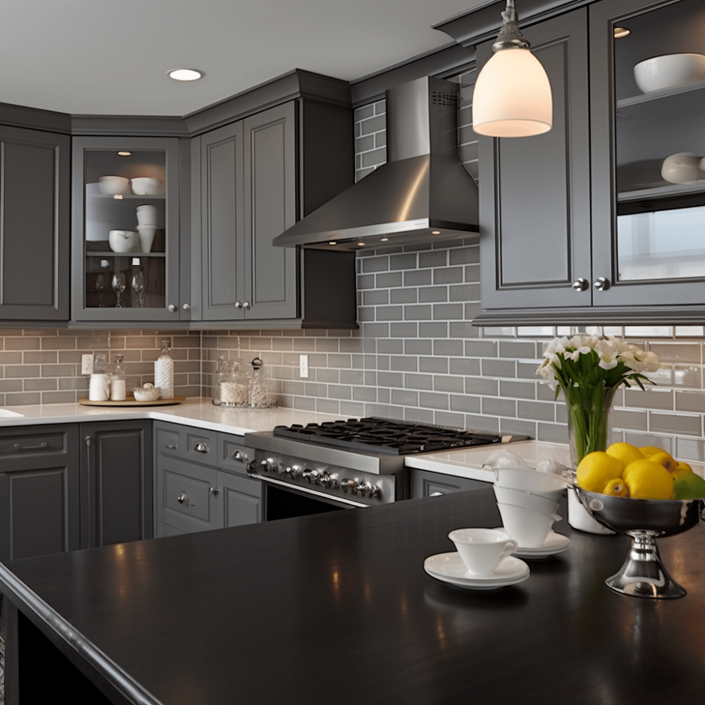 backsplash with gray cabinets