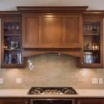 backsplash with brown cabinets