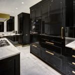 black and gold in kitchen cabinets