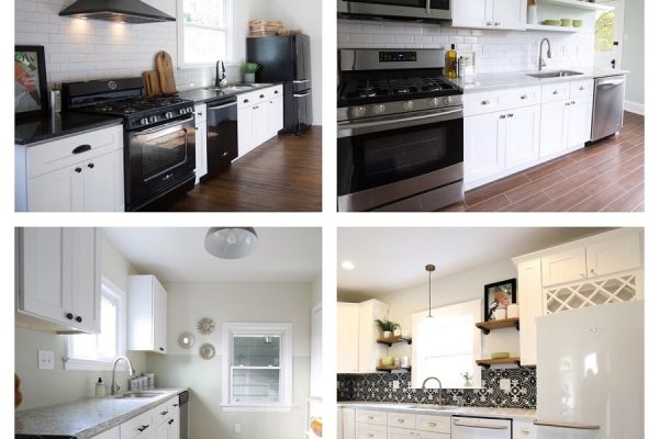 black appliances white cabinets