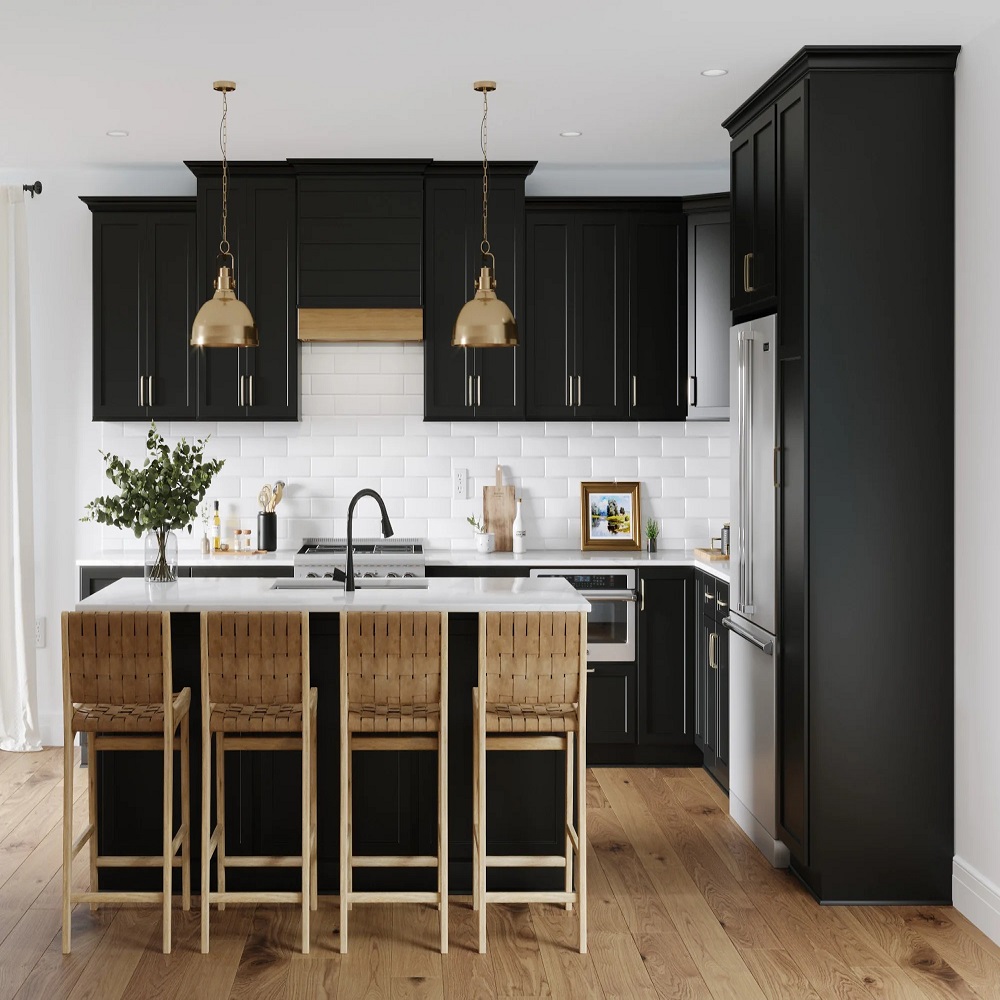 black stain cabinets