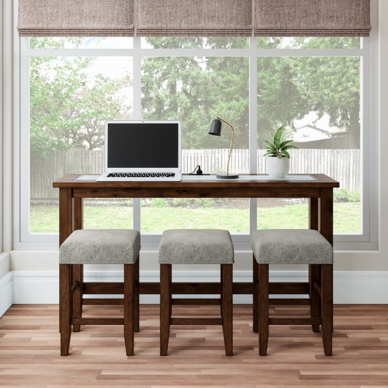 sofa table with stools