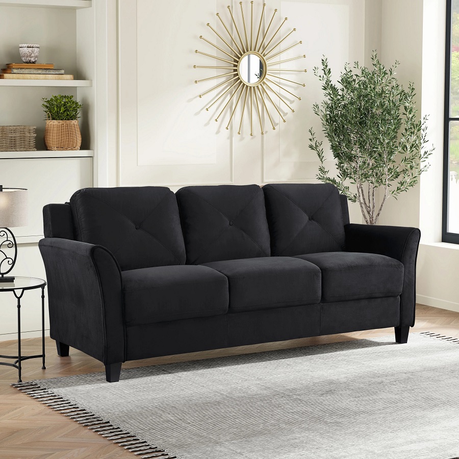 black sofa
