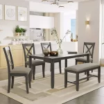 dining room table with bench and chairs