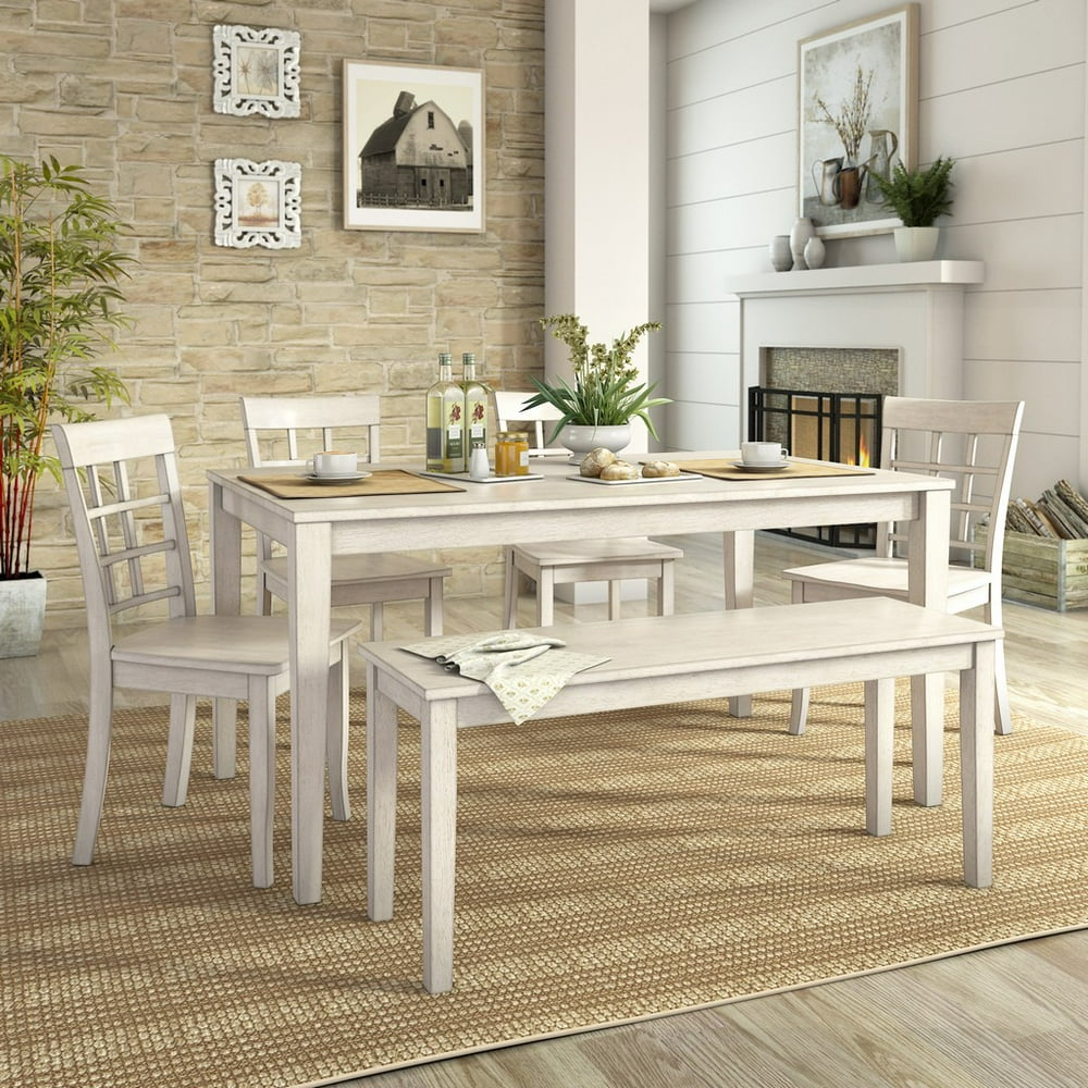 dining room table with bench and chairs